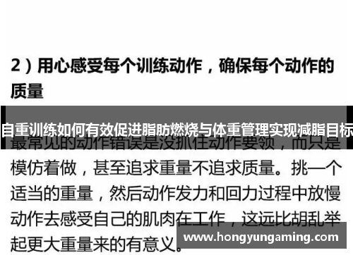 自重训练如何有效促进脂肪燃烧与体重管理实现减脂目标